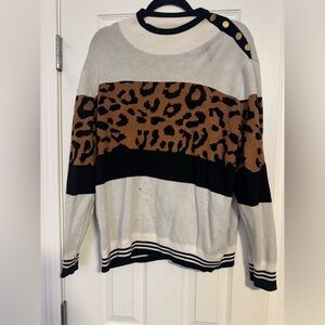 Joseph Leopard Print Sweater - Black, Brown, and Cream